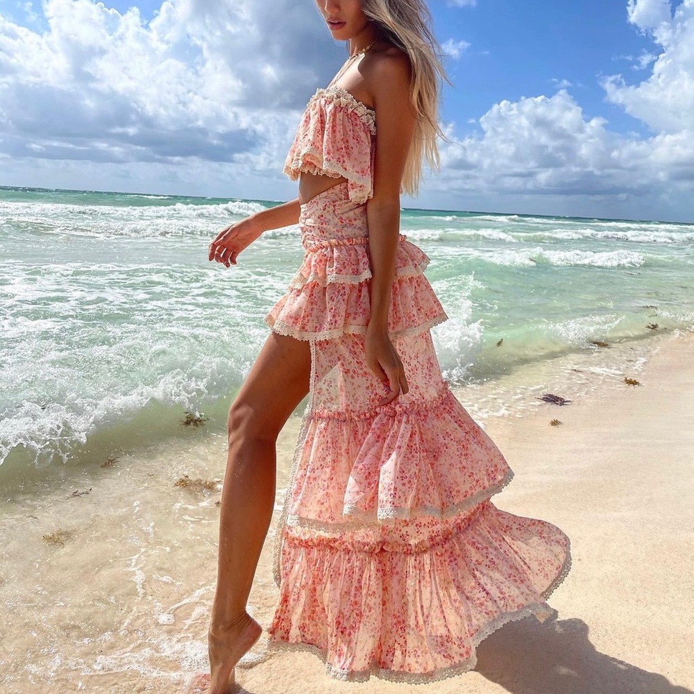 Beautiful unique floral set top plus skirt